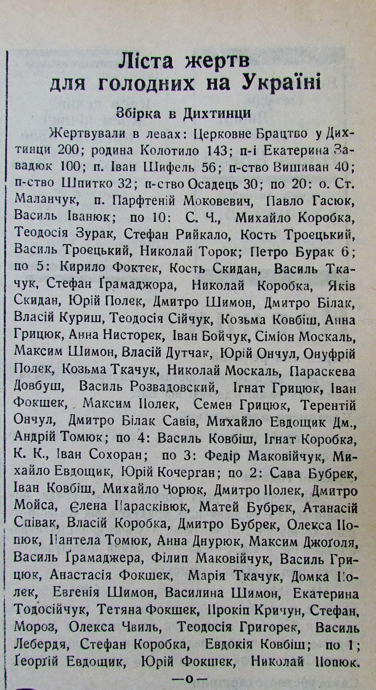Публікація газети "Час" про Голод в Україні 