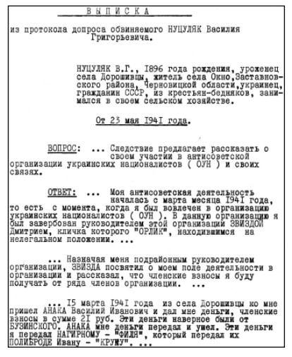 Виписка з протоколу допиту